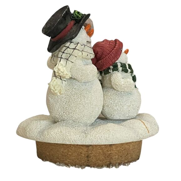 Home Interiors Snowman Family Candle Topper‎ Jar Shade Ceramic Christmas Retired - Picture 4 of 7